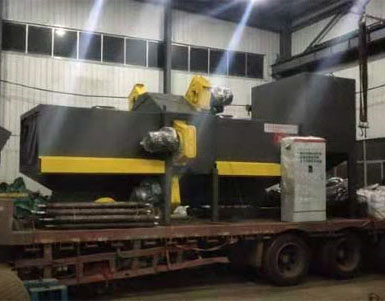 河南防腐拋丸機(jī)已發(fā)貨，六臺(tái)拋丸器的通過(guò)式拋丸清理機(jī)